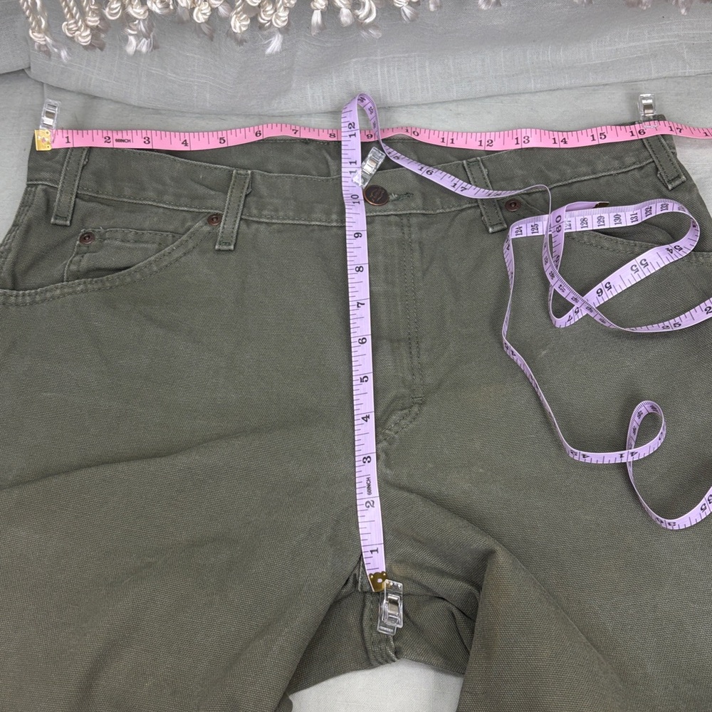 Dickies 2000s Y2K Olive Green Carpenter Heavy Weight Canvas Pants | 32x32 - Picture 11 of 13